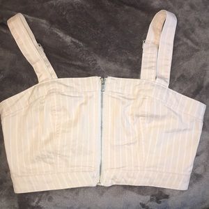 Denim striped tank top with zipper